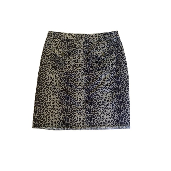 Tasha Polizzi Women’s Frayed Animal Print Jean Mini Skirt 100% Cotton Sz 6 - Picture 4 of 5